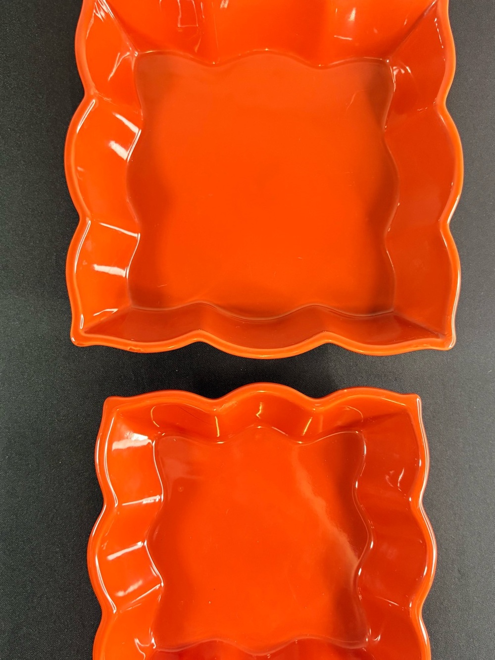 Ceramic Scalloped Serving Bowls in Vibrant Orange - Set of 2